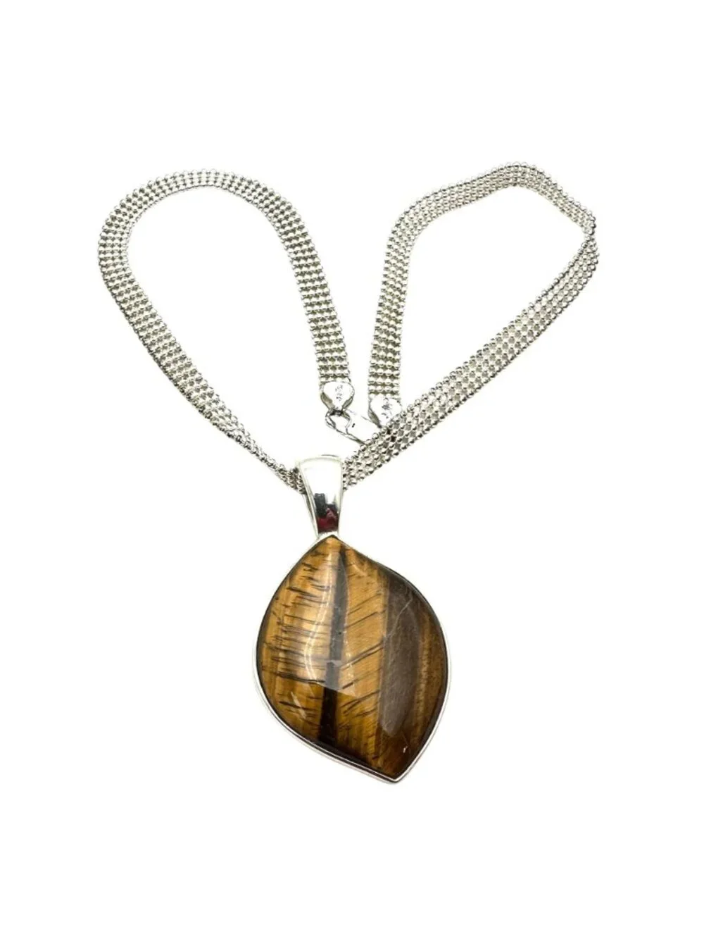 Whitney Kelly Necklace Sterling Silver Carved Tiger Eye Flower Pendant